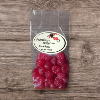 Suikervrij frambozensnoepjes 150g