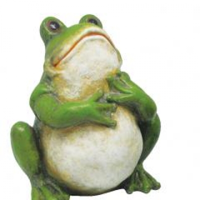 kikker zittend groen H20cm